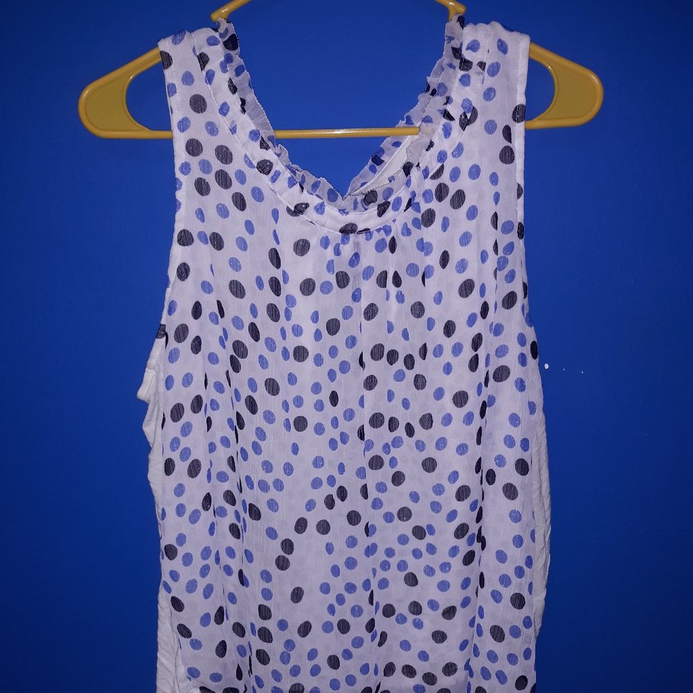 ELLE Flowy Sleeveless Tank Top with Ruffled Neckline